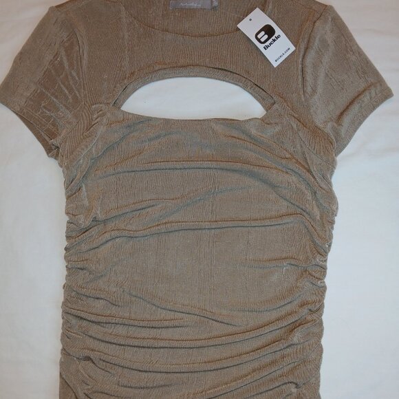 Buckle BKE Slinkey Cut Out Top size Medium Holiday sheen Sheer 2000's - Picture 2 of 9